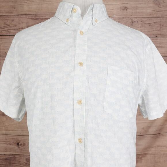 Ben Sherman Shirt Mens XL White Micro Print Short Sleeve Button Down Stretch - Picture 1 of 11